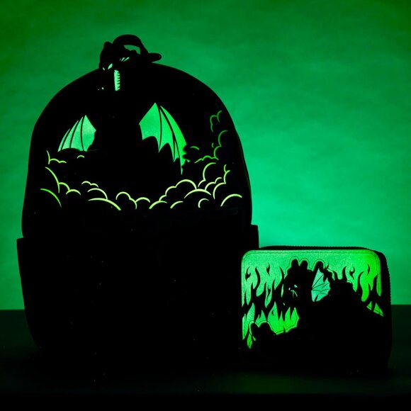 Loungefly Disney Maleficent Dragon Lenticular & Glow in the Dark Backpack NWT - Picture 2 of 10